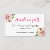フローラピンク結婚のバラの贈り物に関するメモ エンクロージャーカード (正面)
