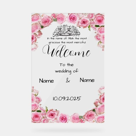 フローラピンク結婚アクリル徴候 アクリルサイン (正面)