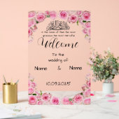 フローラピンク結婚アクリル徴候 アクリルサイン (ウェディング)