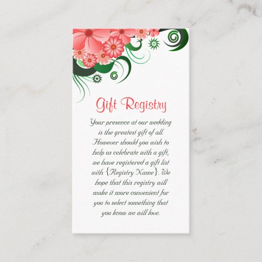 フローラピンク結婚ハイビスカスのギフト登録 エンクロージャーカード (正面)