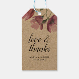 フローラピンク結婚ブーケの感謝のギフトラベル ギフトタグ