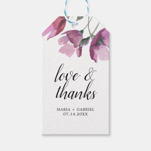 フローラピンク結婚ブーケの感謝のギフトラベル ギフトタグ (正面)