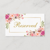 フローラピンク結婚金ゴールド予約 プレイスカード (正面)