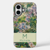 フローラピンク緑と白の花名モノグラム Case-Mate iPhoneケース (裏面)