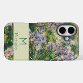 フローラピンク緑と白の花名モノグラム Case-Mate iPhoneケース (裏面 (横))