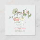 フローラピンク緑のグレーパターン スクエア名刺 (裏面)