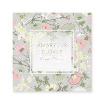 フローラピンク緑のグレーパターン