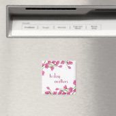 フローラピンク縁どのバラ芽「今日の問題」 マグネット (インサイチュ (食洗機))