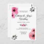 フローラピンク色結婚のはがき ポストカード (正面/裏面)