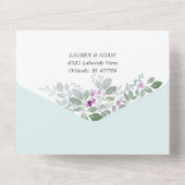 フローラピンク色結婚の オールインワン招待状 (裏面)