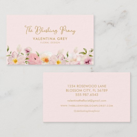 フローラピンク花屋 名刺 (正面/裏面)