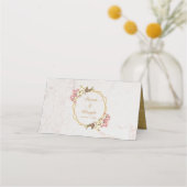 フローラピンク蘭金ゴールド大理石エレガントな結婚式 プレイスカード (裏面)