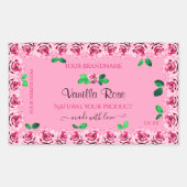フローラピンク製品パッケージラベル開花バラ 長方形シール (正面)