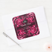 フローラピンク製品ラベルバラ花ロゴ付き スクエアシール (封筒)