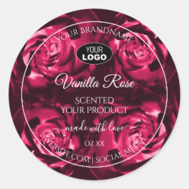 フローラピンク製品ラベルバラ花ロゴ付き ラウンドシール