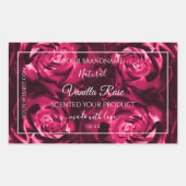 フローラピンク製品包装ラベルバラ花 長方形シール (正面)