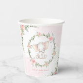 フローラピンク象の小さなピーナッツの赤ちゃんシャワー 紙コップ (正面)