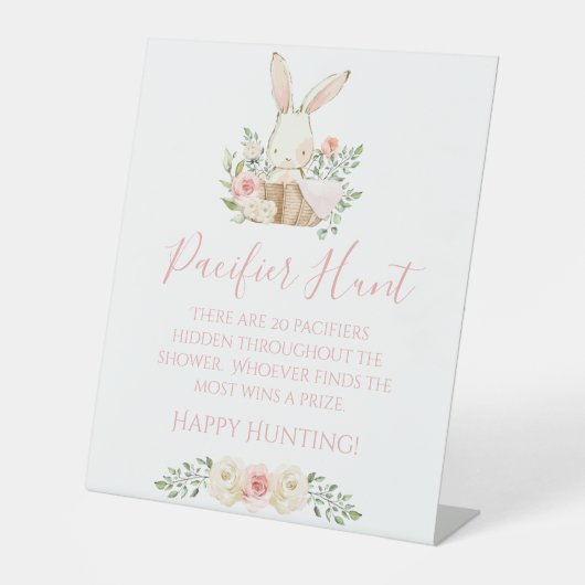 フローラピンク赤ちゃんシャワーおしゃぶり狩りゲーム 台座サイン (正面)