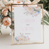 フローラピンク赤ちゃんシャワーカードとギフト ポスター