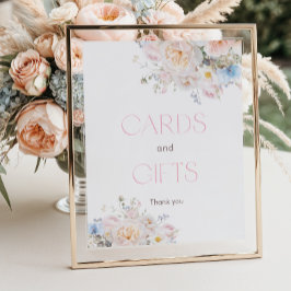 フローラピンク赤ちゃんシャワーカードとギフト ポスター