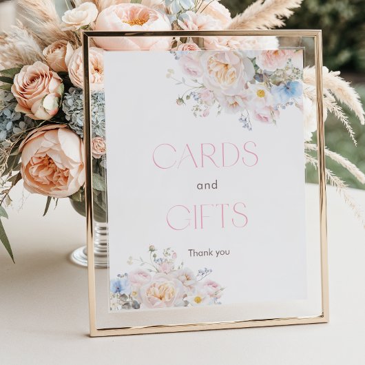 フローラピンク赤ちゃんシャワーカードとギフト ポスター