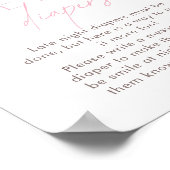 フローラピンク赤ちゃんシャワー深夜おむつ ポスター (角)