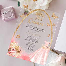 フローラピンク赤面ガウンキンセアニェラ アクリル招待状