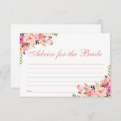 フローラピンク赤面ブライダルシャワーアドバイスカード アドバイスカード (正面/裏面)