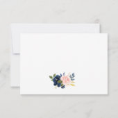 フローラピンク赤面ブルーウェディングRSVP金ゴールド 出欠カード (裏面)