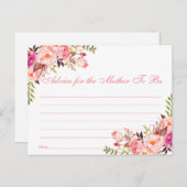 フローラピンク赤面ベビーシャワーアドバイスカード ポストカード (正面/裏面)