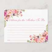 フローラピンク赤面ベビーシャワーアドバイスカード ポストカード (正面)