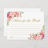 フローラピンク赤面金ゴールドブライダルシャワーアドバイスカードL ポストカード (正面/裏面)