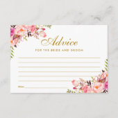 フローラピンク赤面金ゴールド結婚のアドバイスカード アドバイスカード (正面)