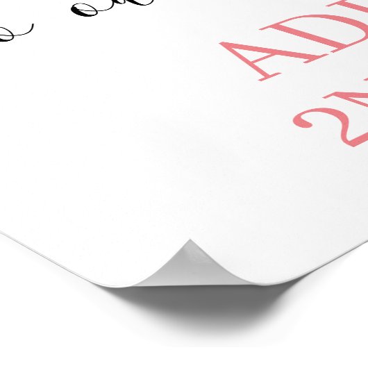 フローラピンク金ゴールドカボチャ誕生日ウェルカムサイン ポスター (角)