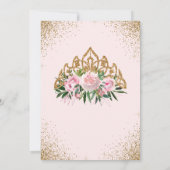 フローラピンク金ゴールドグリッターティアラスイート16誕生日 招待状 (裏面)