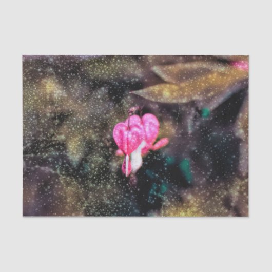 フローラピンク金ゴールドグリッターテクスチャの抽出ハート 薄葉紙 (正面)