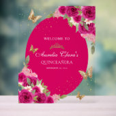 フローラピンク金ゴールドティアラバタフライキンセアニラ アクリルサイン (ニュートラル)