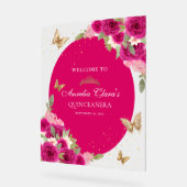 フローラピンク金ゴールドティアラバタフライキンセアニラ アクリルサイン (傾斜)