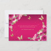 フローラピンク金ゴールドティアラバタフライキンセアニラ 出欠カード (裏面)