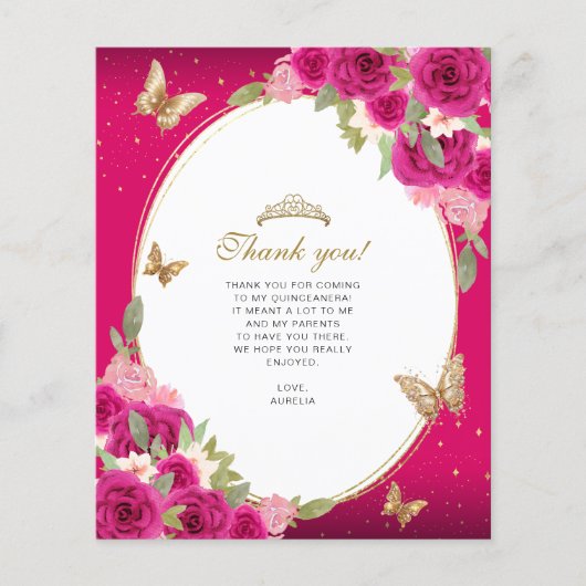 フローラピンク金ゴールドティアラバタフライキンセニェラ写真 (正面)