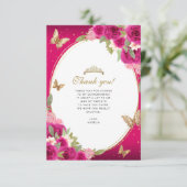 フローラピンク金ゴールドティアラバタフライキンセニェラ写真 サンキューカード (スタンド正面)