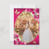 フローラピンク金ゴールドティアラバタフライキンセニェラ写真 サンキューカード (裏面)