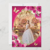 フローラピンク金ゴールドティアラバタフライキンセニェラ写真 サンキューカード (裏面)