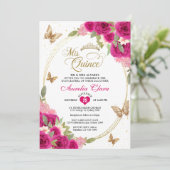 フローラピンク金ゴールドティアラバタフライミキンセアニラ 招待状 (スタンド正面)