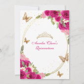 フローラピンク金ゴールドティアラバタフライミキンセアニラ 招待状 (裏面)