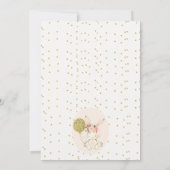 フローラピンク金ゴールドバニー誕生日招待状 招待状 (裏面)