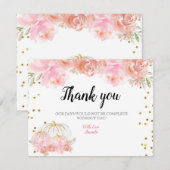 フローラピンク金ゴールドパンプキンサンキューカード サンキューカード (正面/裏面)