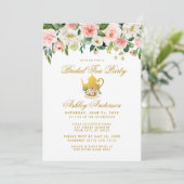フローラピンク金ゴールドブライダルシャワーティーパーティー招待状 招待状 (スタンド正面)