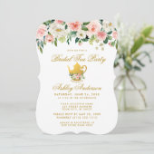 フローラピンク金ゴールドブライダルシャワーティーパーティー招待状 招待状 (スタンド正面)