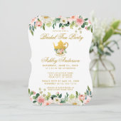 フローラピンク金ゴールドブライダルシャワーティーパーティー招待状B 招待状 (スタンド正面)